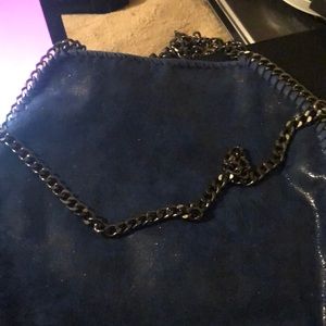 Chain chrome Suade sapphire blue  oversized purse